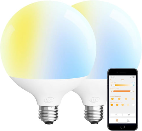 ILC G120 LED Large Globe Light Bulbs 15W, Work with Alexa, ? 4.72 inch, 150W Equivatlent, Color Temprature Turnable 2700K-6000K, CRI>95+, E26 Base...