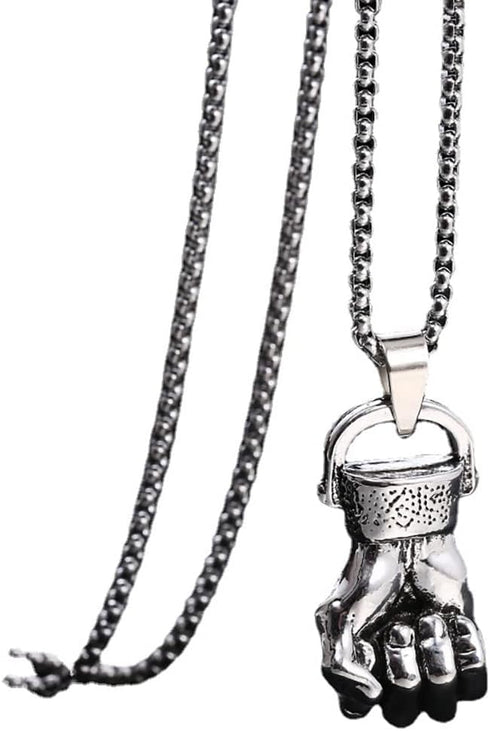 Men's Punk Pendant Necklace Jewelry for Men with 23.6'' Stainless Steel Square Pearl Chain...