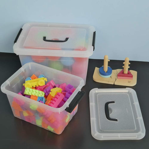 Obstnny 12 Quart&6 Quart Plastic Latching Box With Handles, Clear Storage Bins with Lid...