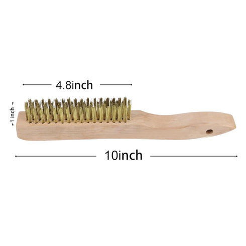 MAXMAN Brass Brush, Heavy Duty Brass Wire Brush Set 2Pcs, Metal Brush, Wire Brushes for Cleaning Rust with 10"Curved Beechwood Handle...