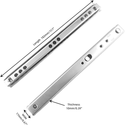 Unifizz Two Way Drawer Slides, 7.17"/182mm Length, 0.7"/17mm Wide, Ultra-Smooth Glide, Soft Close Drawer Rails Rrawer Guides for Kitchen, Dresser,...