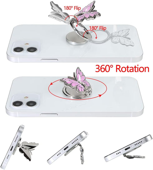 LSL Cute Butterfly Cell Phone Ring Holder 360°Rotation Metal Finger Stand Kickstand Universal Compatible with iPhone Samsung Galaxy LG Google Pixe...