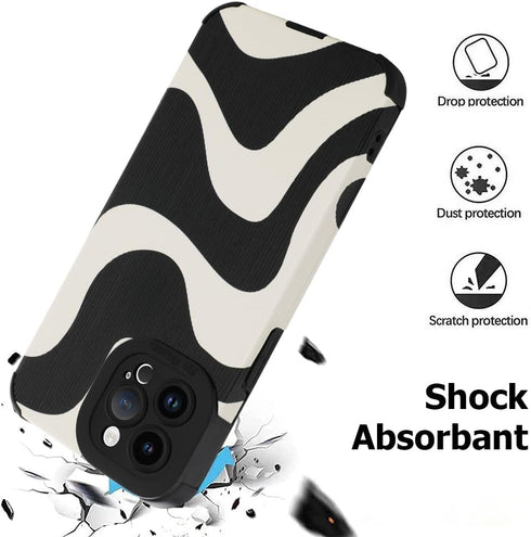 Case for iPhone 15 Pro Max 6.7" 2023 Wave Pattern Case, Soft TPU Bumper Silicone Glue Phone Case Cute Zebra Pattern Cover Designed for Female Girl...