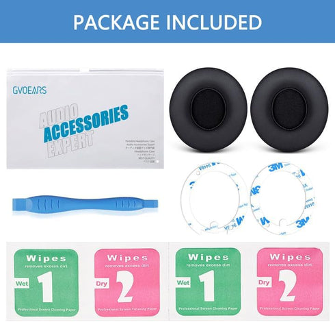 GVOEARS Ear Pads Replacement for Beats Solo 3 - Earpad Cushions Compatible with Beats by Solo3/Solo2 Wireless ON-Ear Headphones with Protein Leath...