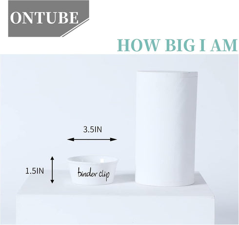 ONTUBE Ceramic Paper Clip Holder and Binder Clip Holder Set (White)...