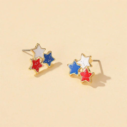 Independence Day Earrings for Women,American Flag 4th of July Earrings Red White Blue USA Star Heart Necklace Bracelet...