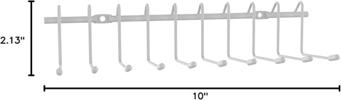 ClosetMaid Hanging Rack for Ties, Belts, Scarves, Jewelry, 10 Hooks, Attaches to Wire Shelving or Wall Mount, Durable Steel, White...