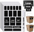 170Pcs Black Removable Labels for Jars,Labels for Storage Bins,Small Labels for Food Containers with 1 Liquid Chalk Marker for Jars Labels (Black)...