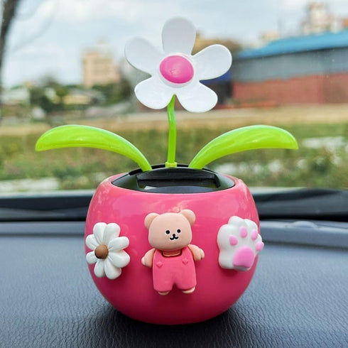Rose Red Solar Dancing Flower Car Dashboard Decorations - Funny Solar Powered Dancing Flower Pot Flower Swinging Toy for Car Decor Funny Gifts for...
