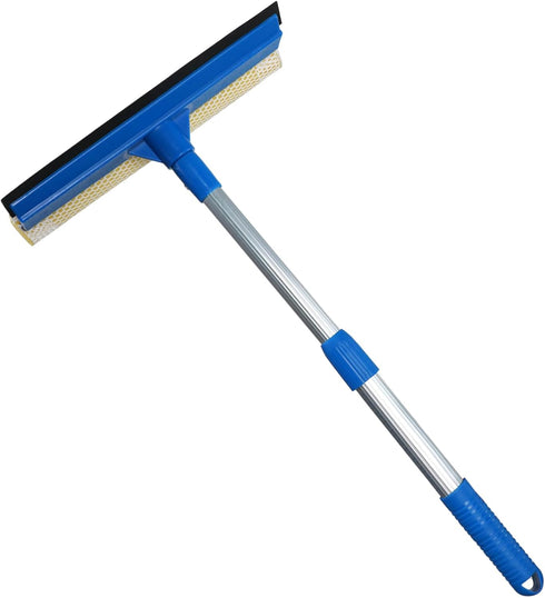 Professional Window Squeegee,2 in 1 Squeegee Window Cleaner with Long Stainless Steel Handle,Sponge Car Window Squeegee for Gas Station, Glass,Sho...