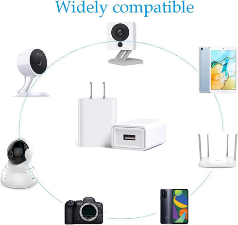 5V 2A USB Power Adapter for Wyze Cam, Blink Mini Pan, Nest Cam, Ring Spotlight, Ring Stick Cam, Kasa Cam, Google Nest, Furbo Dog, Dropcam,Arlo cam...