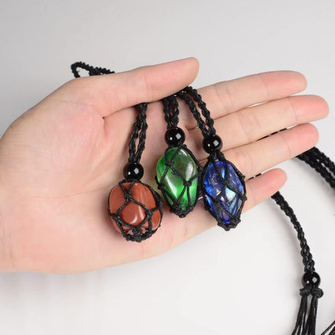 Anjiucc 18 Pieces Black Necklace Cord Empty Stone Holder Empty Necklace Holder Adjustable Cord Cage for DIY Jewelry Making Accessories...