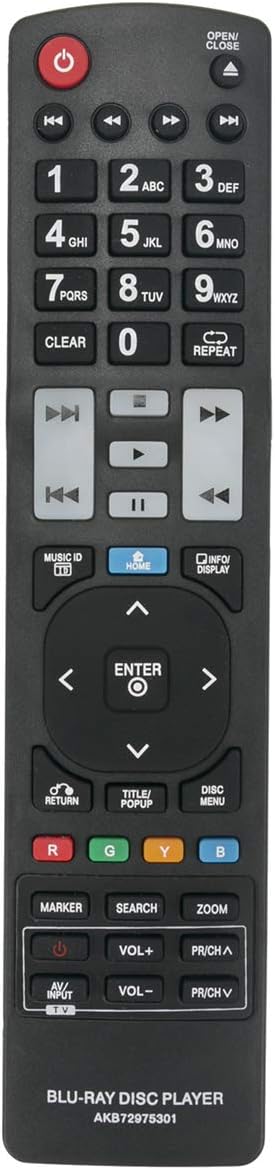 AKB72975301 Replacement Remote Control Applicable for LG BD590 BX585 BX580 BD570 BD550 BX585 BD565 BD572 BD590C BD592 BD592N BX582 BX582-P BX581-P...