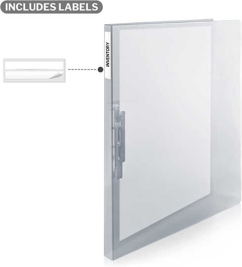 CRANBURY Punchless Clamp Binder Folder (Dusky Gray) - 8.5x11" Clear Binder with Metal Clip and Poly Covers, Ringless Binder Holds 100 Letter Size ...