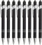 8-Pack (Black) 2-in-1 Metal Retractable Ballpoint Pens with Stylus Tip. Great Pens for Touchscreen iPhones, Tablets, Laptops and other Capacitive ...