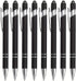 8-Pack (Black) 2-in-1 Metal Retractable Ballpoint Pens with Stylus Tip. Great Pens for Touchscreen iPhones, Tablets, Laptops and other Capacitive ...