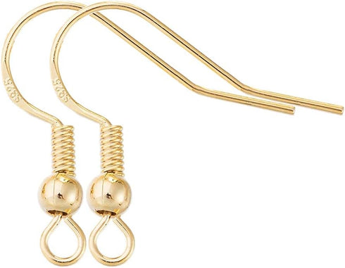 Earring Hooks for Jewelry Making - 120 pcs/60 Pairs Hypoallergenic 14K Gold Ear Wires Fish Hooks for Jewelry Making, Jewelry findings Parts with 1...