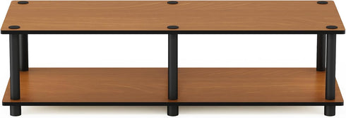 Furinno Just No Tools Wide Light Cherry Television Stand with Black Tube...