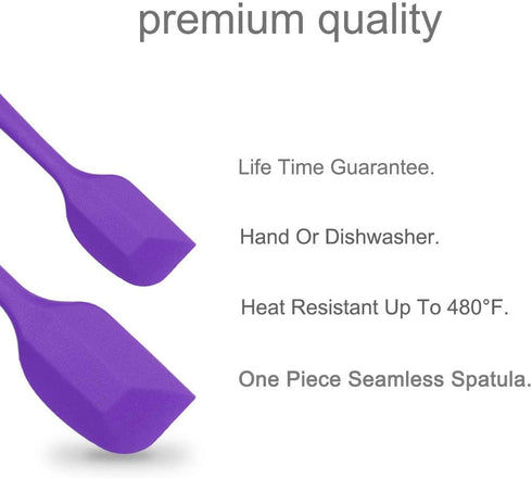 uxcell Silicone Spatula Set 2 Pcs Heat Resistant Kitchen Rubber Turner Non Stick Spatula for Cooking Baking and Mixing Purple...