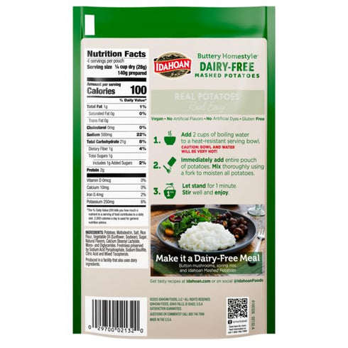 Idahoan Dairy-Free Mashed Potatoes, 4 oz (pack of 12)...