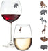 Animal Wine Charms Set of 6 Safari Themed Magnetic Wine Glass Drink Markers...