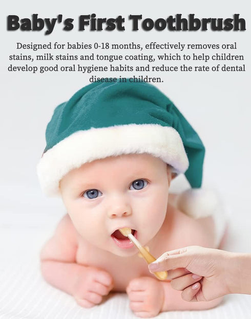 FOKiiBO Baby Silicone Toothbrush Set, Toothbrush + Tongue Brush + Toothbrush + Finger Toothbrush with Cup for Training Teething, 0-18M Infant Todd...