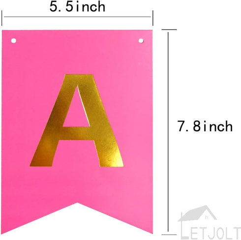 Roseo Pink Happy Birthday Banner Signs Golden Sparkle Funny Birthday Party Supplies for Girls Party Decorations Nursery Decorations 13 Pieces...