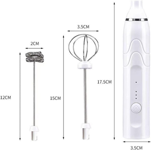 Coffee Whisk Foam Mixer with Stainless Steel Stand,Handhel Electric Milk Frother with 2 Heads, Foam Maker Blender for Latte, Cappuccino, Hot Choco...