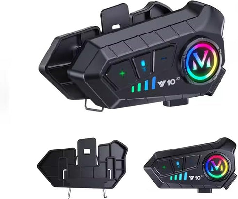 Y102X Helmet Talk Motorcycle Helmet Headset, Wireless Helmet Intercom for 2 People to Talk, with CVC Noise Reduction Music Control Response, Bluet...