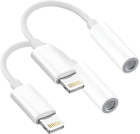 2 Pack Headphones Adapter, Lightning to 3.5 mm Headphone/Earphone Jack Audio Aux Adapter Dongle Compatible with iPhone 14 13 12 11 Pro XR XS Max X...