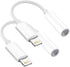 2 Pack Headphones Adapter, Lightning to 3.5 mm Headphone/Earphone Jack Audio Aux Adapter Dongle Compatible with iPhone 14 13 12 11 Pro XR XS Max X...
