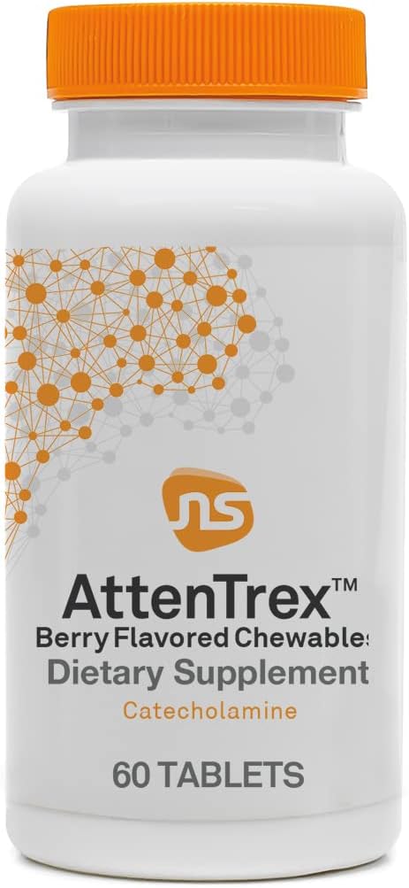 NeuroScience AttenTrex L-Tyrosine Chewable Tablets with Vitamin B6 - Supports Attention, Energy + Focus for Adults, Children, Teens - Supplement t...