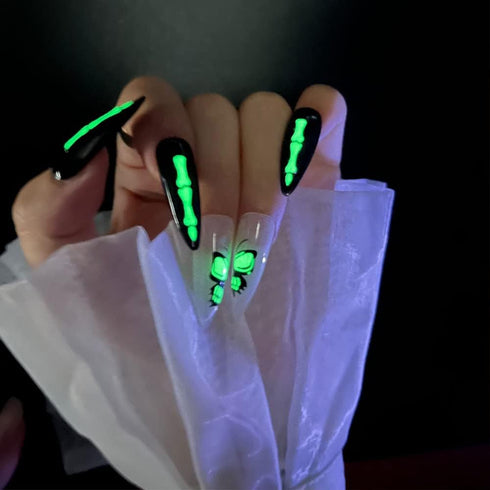Halloween Nail Art Stickers, Luminous Halloween Nail Decals 3D Self Adhesive Nail Art Supplies Halloween Glow in The Dart Nail Designs Halloween C...