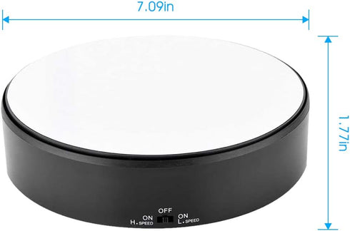 Rotating Display Stand, Speed Adjustable Electric 360° Turntable Display Holder Mirror Motorized Revolving Base Battery Powered for Displaying Jew...