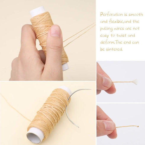 Ftyiwu Waxed Thread, Upholstery Needle and Thread 32 Yards with 7PCS Hand Sewing Needles for Home Upholstery Carpet Canvas Repair Leather Sewing (...