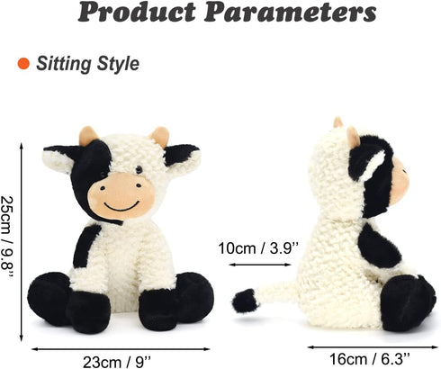 HWD 9.8'' Soft Cow Plush Dolls Stuffed Animals Toys Gifts for Kids, Toddler, Birthday, Valentines, Christmas (Sitting)...