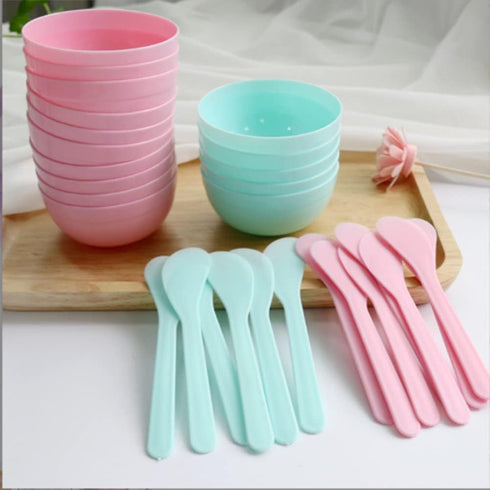 AKOAK Facial Mask Mixing Bowl + Spoon, Reusable Color mixing Bowl, Suitable for Facial Mask, Mud Mask and Other Skin Care Products (3.4 inch, 10 P...