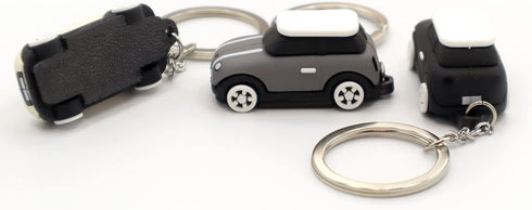 Keyring with MINI Silicone Model, Stylish Cute Adorable, Silver Chain, Achromatic Colors-white,gray...