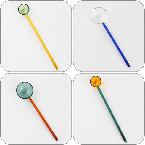 4pcs coffee spoon Coffee Spoons Glass Dessert Spoon Sugar Stirring Spoon Long Handle Teaspoon Ice Cream Spoons Honey Cake Spoon for Specialty Appe...