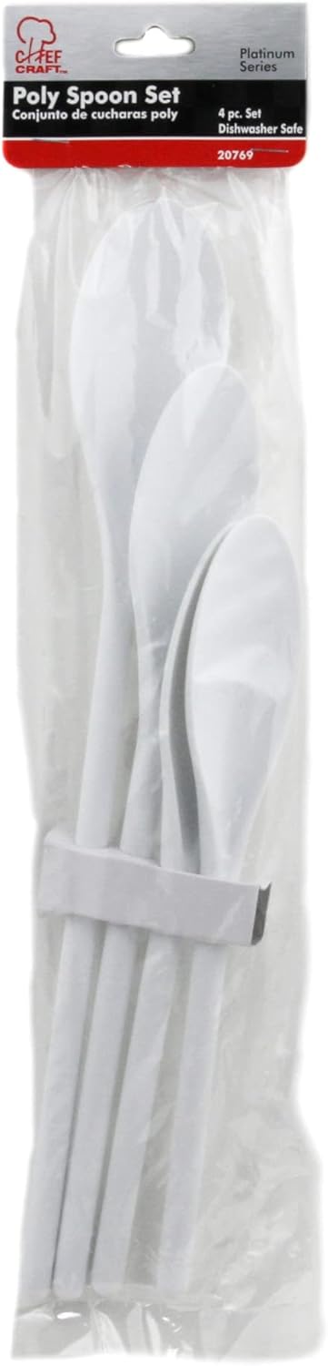Chef Craft Select Plastic Spoon Set, 10-14.5 inch 4 Piece, White...