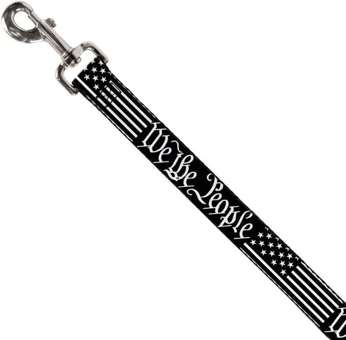 Dog Leash Americana Flag We The People Black White 6 Feet Long 0.5 Inch Wide...