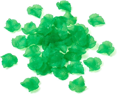 Beadthoven 100-Piece Frosted Style Leaf Acrylic Charms Pendants for Jewelry Making Accessory DIY Crafts Home Decoration | 24x22.5x3mm (Green)...
