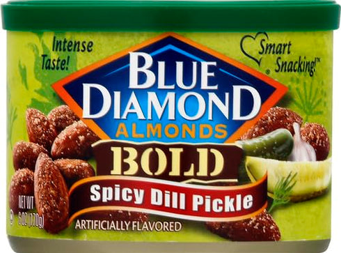 Blue Diamond Almonds Spicy Dill Pickle Flavored Snack Nuts, 6 Oz Resealable Can (Pack of 1)...
