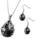 Jewelry Set for Women - Floral Gemstone Necklace & Earring Sets - Lapis Lazuli, Black Onyx & Dendritic Pendant Necklaces & Dangle Earrings - 20" N...