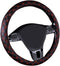 15inch Odorless Quilted Stitching Pattern Leather Car Steering Wheel Cover-Black with red...
