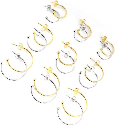 Supvox 6pcs Earring Findings Beading Hoop Earring Finding Metal Hoop Earrings C-Shaped Eardrops Beads DIY Jewelry Making Supplies Materials - Gold...