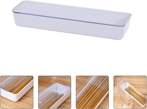 Cabilock Flatware Tray With Lid Kitchen Drawer Organizer With Lid And Drainer Plastic Kitchen Cutlery Tray and Utensil Storage Container with Cove...