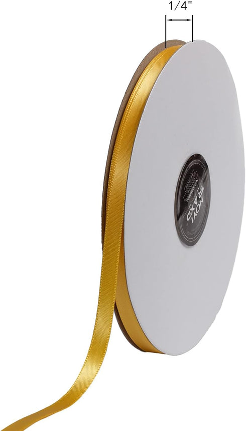 50 Yards Yellow Gold 1/4 inch Wide Double Faced Polyester Satin Ribbon for Craft,Wedding,Gift Wrapping,Bow Making & Other Projects...
