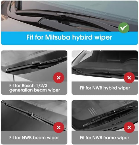 ASLAM Wiper Blade Refills 26"+17" for 2007-2011 Honda CR-V,Infiniti Q50 Q60 QX60,2015-2018 Nissan Rogue and 2007-2012 Nissan Sentra Original Mitsu...