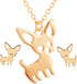 Stainless Steel Chihuahua Puppy Dog Pendant Necklace Earrings for Women Cute Pet Animal Stud Earring Set Jewelry...